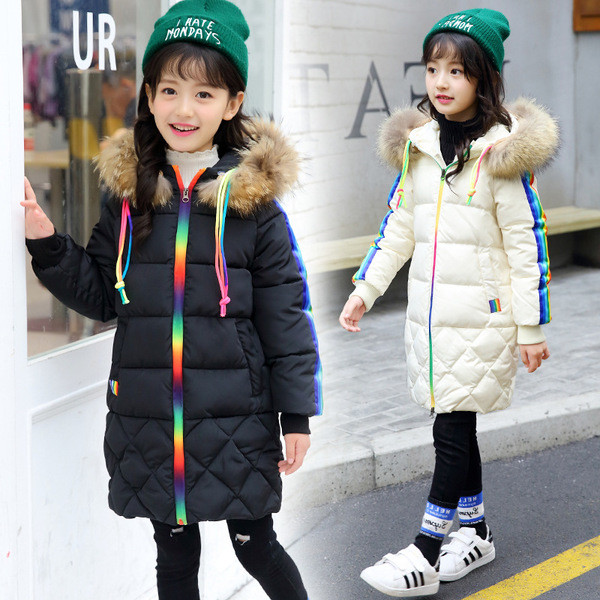 Geaca de iarna moderna cu gluga si puf pentru fete in trei culori