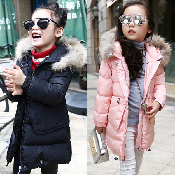 Παιδικό χειμωνιάτικο μπουφάν με κουκούλα και γούνα σε διάφορα χρώματα για κορίτσια
