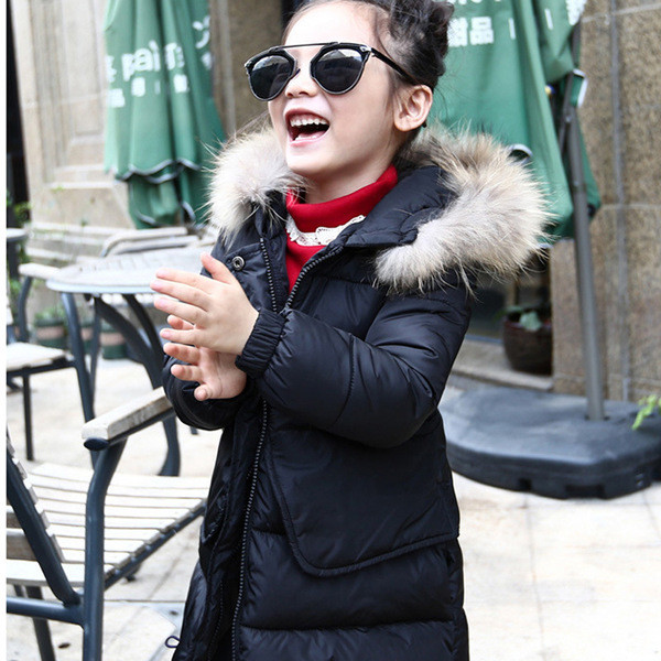 Παιδικό χειμωνιάτικο μπουφάν με κουκούλα και γούνα σε διάφορα χρώματα για κορίτσια