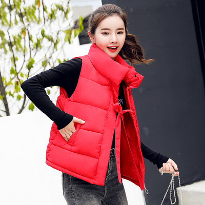 Vesta de dama cu guler inalt si panglica