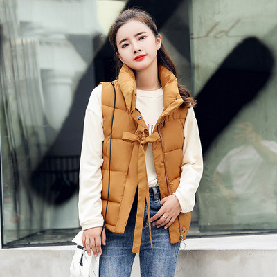 Vesta de dama cu guler inalt si panglica