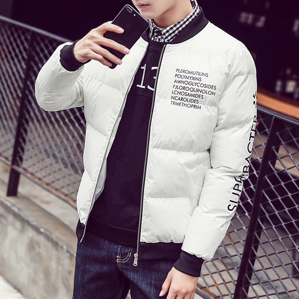 Geaca de zi cu zi pentru barbati cu inscriptii in alb si negru