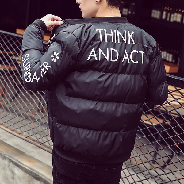 Geaca de zi cu zi pentru barbati cu inscriptii in alb si negru