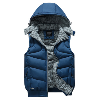 Μοντέρνο ανδρικό γιλέκο  με ψηλό κολάρο και κουκούλα σε τέσσερα χρώματα