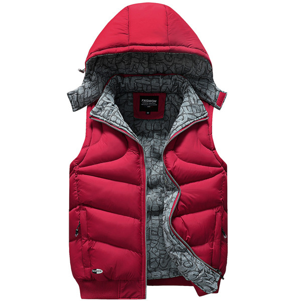 Μοντέρνο ανδρικό γιλέκο  με ψηλό κολάρο και κουκούλα σε τέσσερα χρώματα