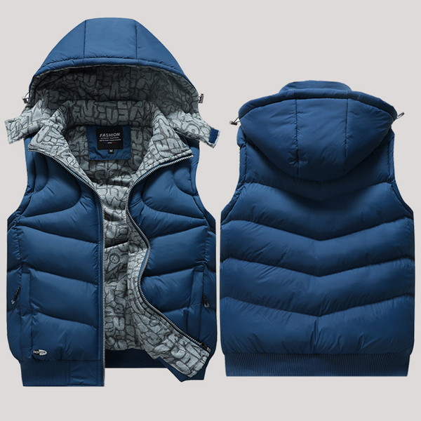 Μοντέρνο ανδρικό γιλέκο  με ψηλό κολάρο και κουκούλα σε τέσσερα χρώματα