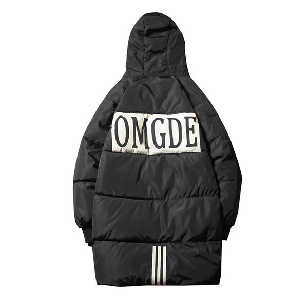 Geaca lunga de barbati de culoare neagra cu imprimeu