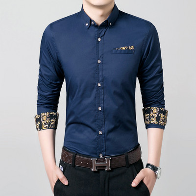Модерна мъжка риза с декоративен преден джоб