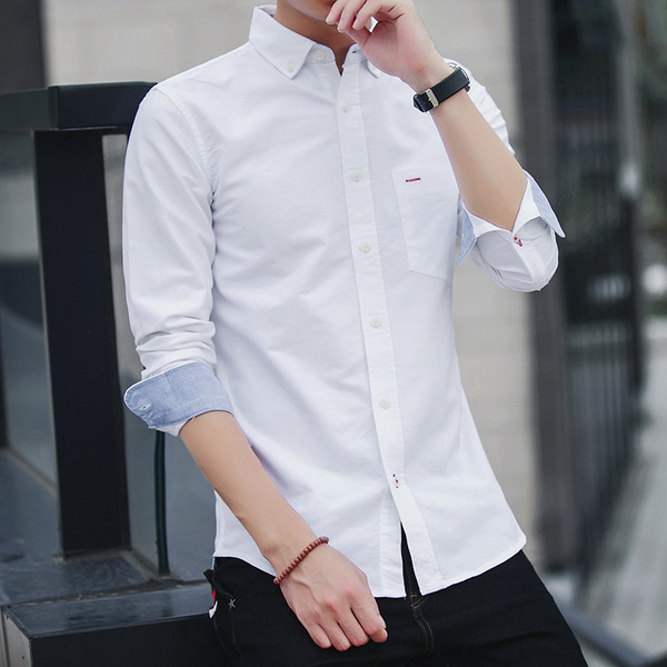 Cămașă simplă pentru bărbați, cu mâneci suflate