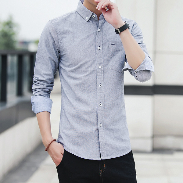 Cămașă simplă pentru bărbați, cu mâneci suflate