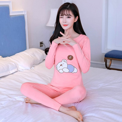 Есенна пижама за бременни жени с апликация в розов цвят