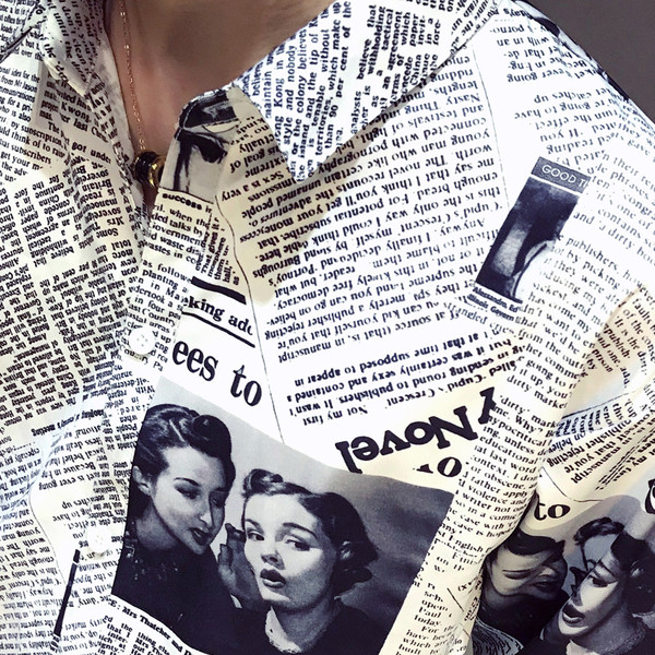 Cămașă modernă pentru bărbați cu imprimeu în alb și negru