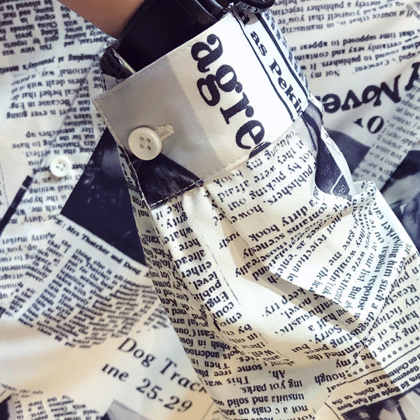 Cămașă modernă pentru bărbați cu imprimeu în alb și negru