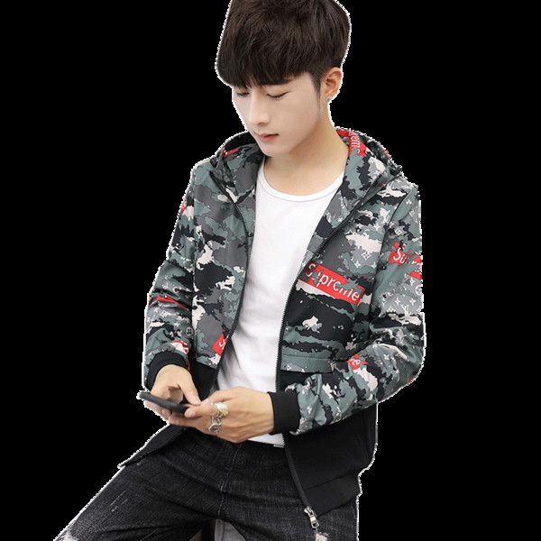 Ανδρικό αθλητικό μπουφάν σε δύο χρώματα με καμουφλάζ  μοτίβα