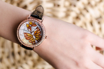 Дамски часовник Saneesi Butterfly в Черно