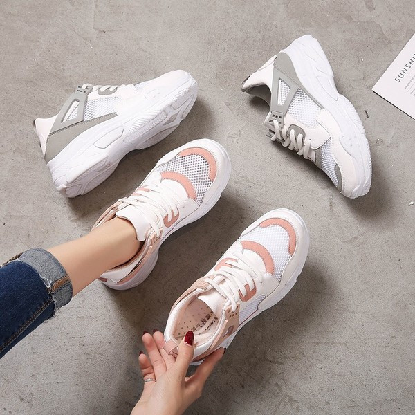 Γυναικεία  πάνινα παπούτσια σε ροζ και γκρι χρώμα