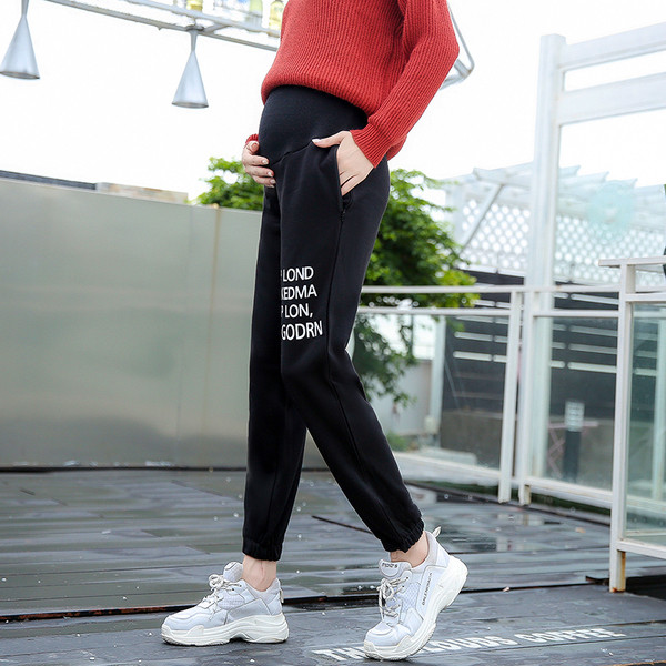 Καθημερινά παντελόνια για έγκυες γυναίκες σε δύο χρώματα με επιγραφές