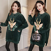 Суичър за бременни жени от кадифе с щампа в два цвята