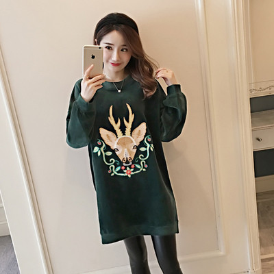 Суичър за бременни жени от кадифе с щампа в два цвята