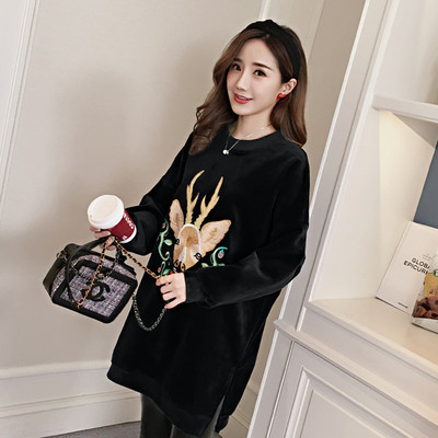 Суичър за бременни жени от кадифе с щампа в два цвята