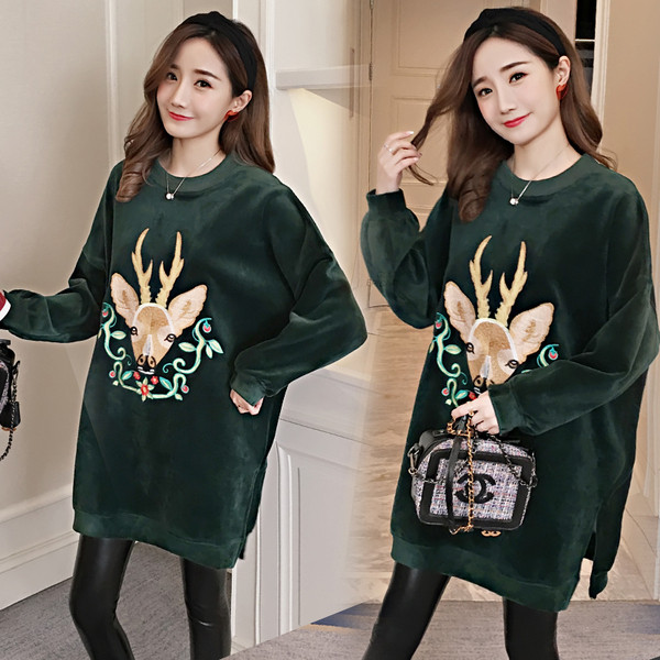 Суичър за бременни жени от кадифе с щампа в два цвята