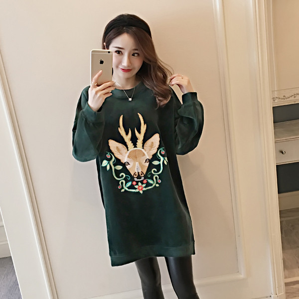 Суичър за бременни жени от кадифе с щампа в два цвята