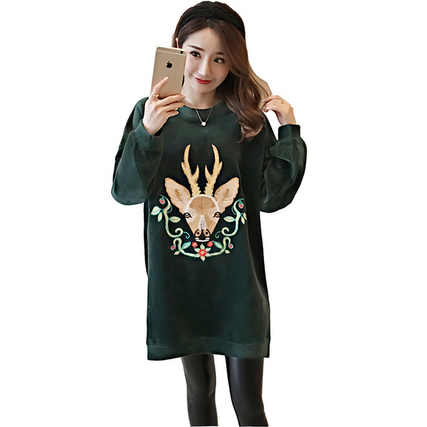 Суичър за бременни жени от кадифе с щампа в два цвята