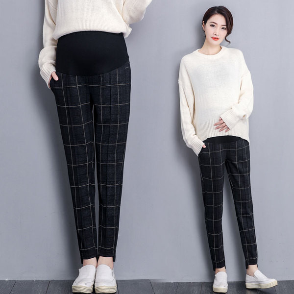 Άνετα παντελόνια για έγκυες γυναίκες σε σκούρο χρώμα