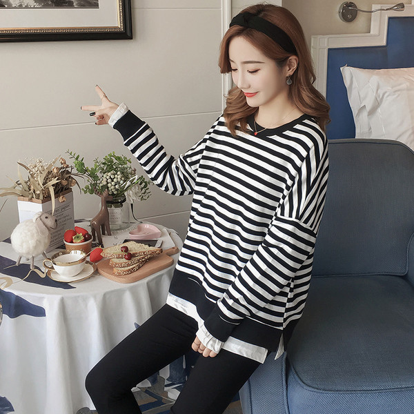 Bluza cu dungi pentru gravide in doua culori