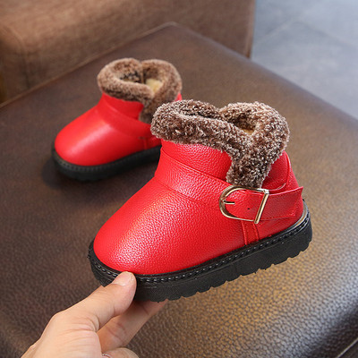 Παιδικές καθημερινές μπότες από οικολογικό δέρμα σε κόκκινο και καφέ χρώμα