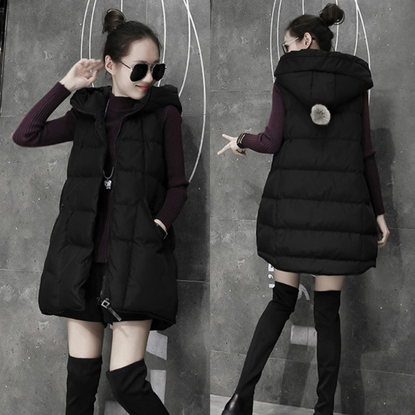 Vesta de dama moderna cu gluga si puf in doua culori