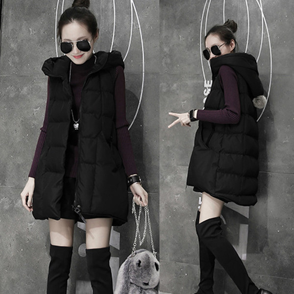 Vesta de dama moderna cu gluga si puf in doua culori