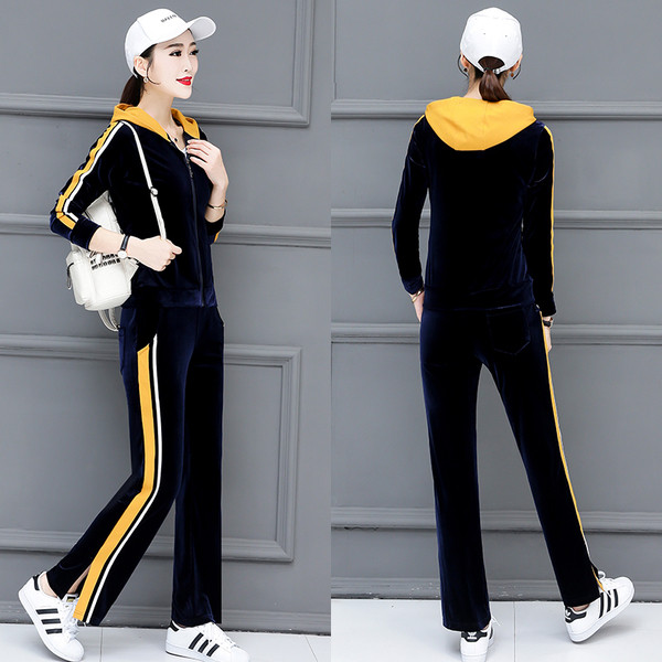 Γυναικεία αθλητική φόρμα με δύο μέρη με χρωματιστές άκρες