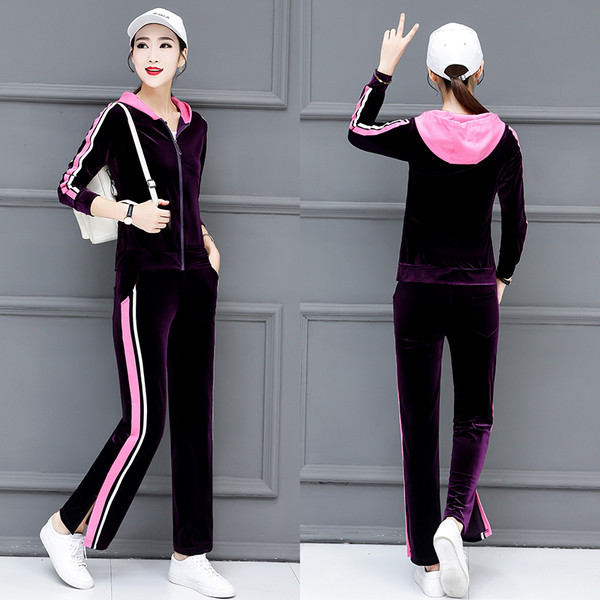 Γυναικεία αθλητική φόρμα με δύο μέρη με χρωματιστές άκρες