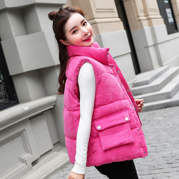 Vesta moderna de dama cu husa moale si guler inalt in mai multe culori