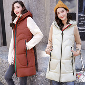 Γυναικείο μακρύ γιλέκο με κουκούλα σε διάφορα χρώματα