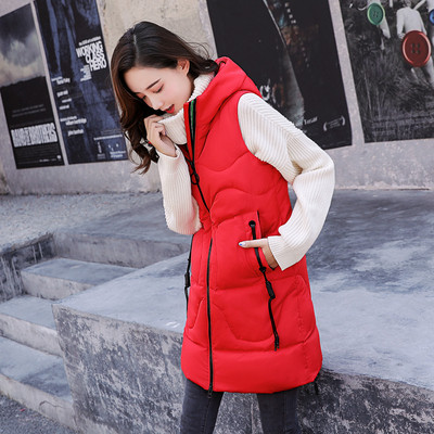 Γυναικείο μακρύ γιλέκο με κουκούλα σε διάφορα χρώματα