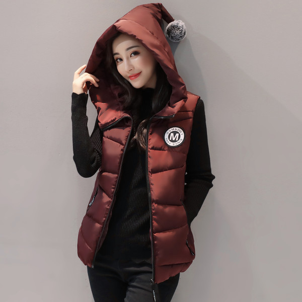 Vesta de dama moderna cu gluga si puf in mai multe culori