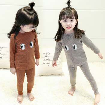 Детска пижама в два цвята с бродерия