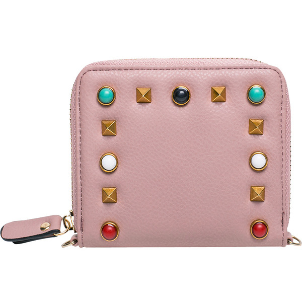 Γυναικείο μικρό πορτοφόλι με μεταλλική διακόσμηση σε διάφορα χρώματα