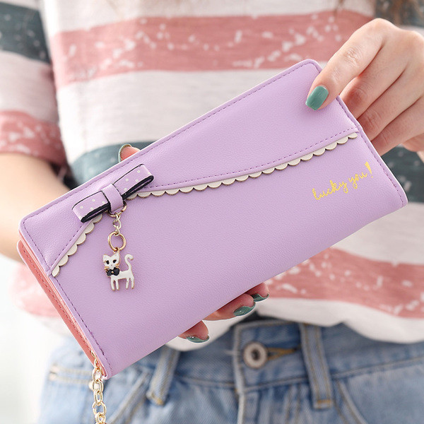 Portofel de dama modern cu panglica in mai multe culori