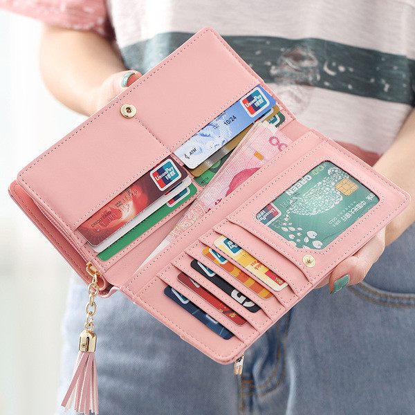 Portofel de dama modern cu panglica in mai multe culori