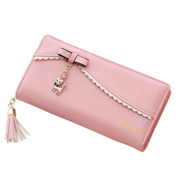 Portofel de dama modern cu panglica in mai multe culori