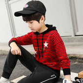 Παιδική μπλούζα με κουκούλα, κεντήματα και επιγραφή