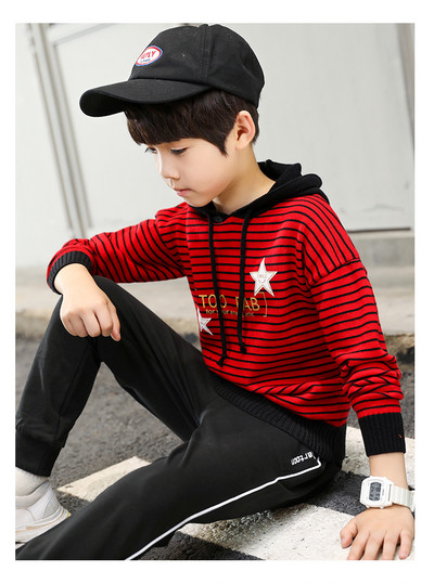 Παιδική μπλούζα με κουκούλα, κεντήματα και επιγραφή