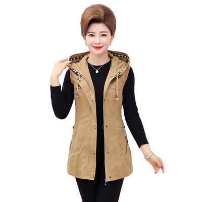 Μοντέρνο γυναικείο γιλέκο με κουκούλα σε τρία χρώματα