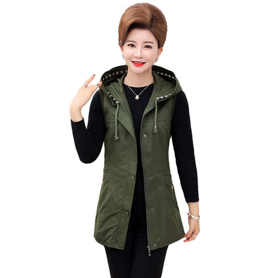 Μοντέρνο γυναικείο γιλέκο με κουκούλα σε τρία χρώματα