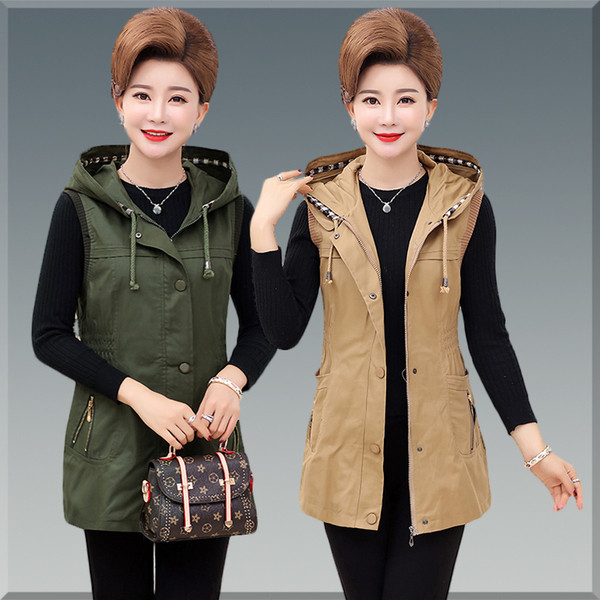 Μοντέρνο γυναικείο γιλέκο με κουκούλα σε τρία χρώματα