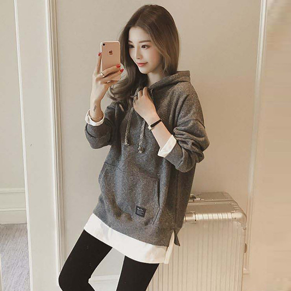 Αθλητικό γυναικείο φούτερ με κουκούλα και τσέπη σε τρία χρώματα