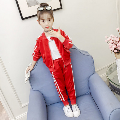 Детски комплект за момичета в няколко цвята с надпис и цветен кант